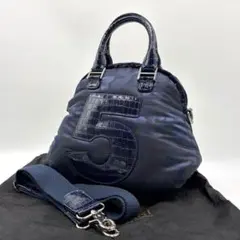 muta ムータ 2way ショルダーバッグ ブルー カモフラ クロコ型押し