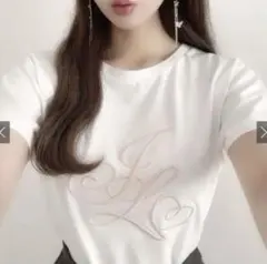 GRL ホワイト ロゴ入り 半袖Tシャツ