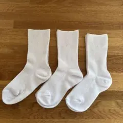 ホワイトリブ編みキッズ靴下3足セット
