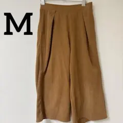一点限り❣️ブラウン プリーツ ガウチョパンツ　[M]パンツ　ウエストゴム　秋服
