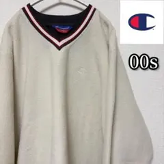 美品❗️ 00s Champion チャンピオン Vネック フリース ボア
