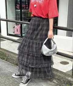 チュールフリルティアードスカート