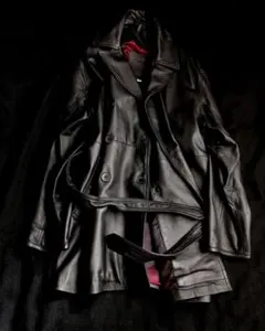 COACH C5K0916 レザーコート /ジャケット 黒 ボルドー 　美品のサムネイル
