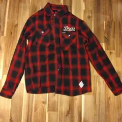 Braver 赤黒チェック柄 長袖ネルシャツ