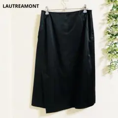 ロートレアモン スリットスカート　M 黒　光沢感　シンプル　オフィス　日本製