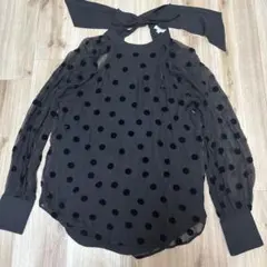 EQUIPMENT ブラック ドット柄 長袖ブラウス S/P
