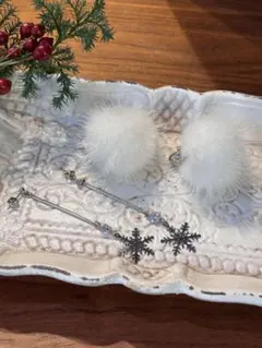 ピアス シルバー クリスマス 雪の結晶 ふわふわ 2種 セット