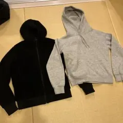 UNIQLO フリースパーカー Mサイズ 黒 グレー