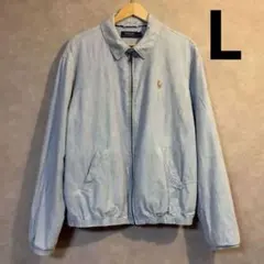 ラルフローレン 古着 シャンブレー スウィングトップ L ライトブルー