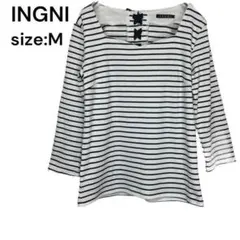 INGNI イング　シャツ　トップス ボーダー　Ｍ　リボン　おしゃれ かわいい