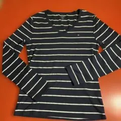 TOMMY HILFIGER 長袖 Vネック ボーダー カットソー Lのサムネイル