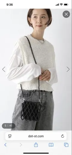 レプシィム　ビーズ編み ブラックショルダーバッグ