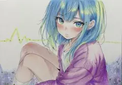 オリジナル 手描きイラスト アナログ 女の子 創作 原画 コピック