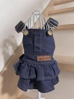 犬服 ★デニムフリルジャンパースカートXSサイズ★美品