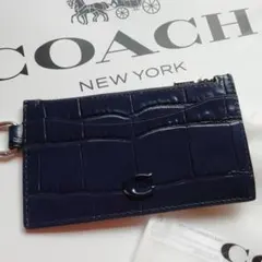 正規店購入★コーチ★百貨店商品★クロコ型押しレザー★カード、小銭入れ★新品
