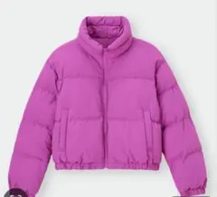 【GU ジーユー】ヒートパデッドクロップドブルゾン　パープル　L