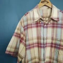 USA古着　チェック柄 半袖シャツ コットン　アメカジ