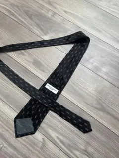 美品　ヒロココシノ　ネクタイ　ブラック　チェック　小紋　ダーク　ロゴ　モノトーン