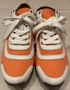 お値下げ♡エルメス/HERMES オレンジ キャンバス スニーカー 37のサムネイル