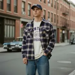 USA古着ChampionロングスリーブシャツUSA製カレッジ短丈ホワイトL