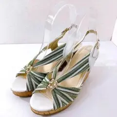 美品✨REGAL リーガル ウェッジソール サンダル 夏 厚底 白緑 22cm