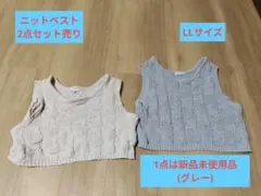 ニットベスト 2点セット LLサイズ グレー・ベージュ
