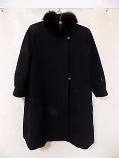 82547 GRADE カシミヤ入り　ロングコート　黒　9L90