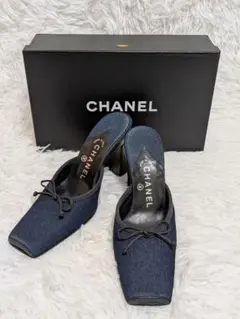CHANEL デニムサンダル ミュール 37 ココマーク