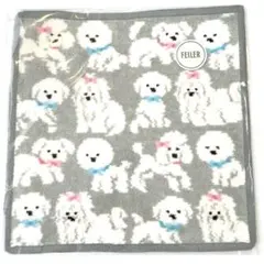 ラブラリーバイフェイラー　モフモフワンちゃん ハンカチ　グレー　ワンちゃん