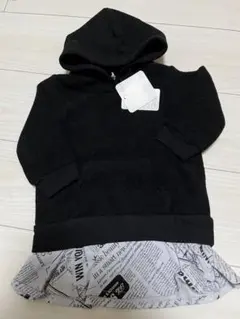 新品 ベビー 女の子 フード付き チュニック ワンピース 80cm 長袖 裏起毛