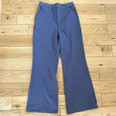 ELENCARE DUE くすみネイビー裏起毛フレアパンツ