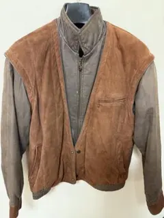 ブラウン グレー スエード風アウター