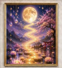 月煌金樹神景 開運絵画 アート 額縁なし 風水 スピリチュアル 御守り