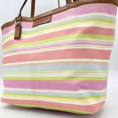 A891 COACH コーチ 特大 トートバッグ A4可 マルチストライプ