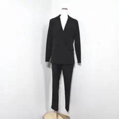 パンツスーツ セットアップ ブラック 黒 ビジネス 伸縮（L）韓国