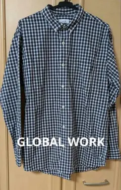 GLOBAL WORK チェック柄 ボタンダウンシャツ ギンガムチェックシャツ