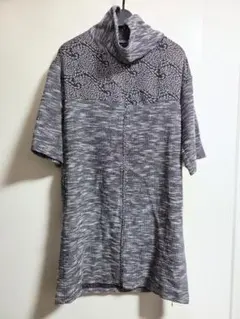 新品！未使用！ハイネック 半袖 チュニック 白黒柄