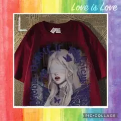 【女の子Tシャツ】包帯 地雷系 ライク地底人 Y2K 病み エンジ 数量限定 L