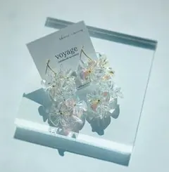 フラワー ピアス イヤリング ブライダル 花びら オーロラ ハンドメイド