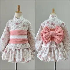 美品♡】パンパンチュチュ フリル甚平 桜 ドレスアップリボン ベビー 