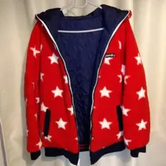 赤色星柄フリースジャンバー Sサイズリバーシブル