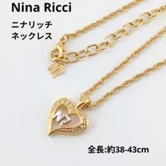 ニナリッチ ネックレス ハート NRロゴ ラインストーン ゴールド