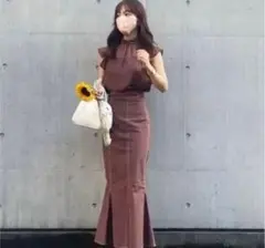 ココディール　配色ステッチハイウエストマーメイドスカート aimeine