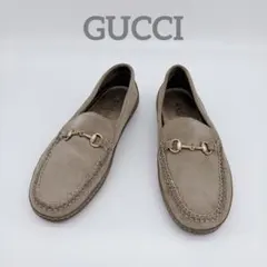 GUCCI ホースビットローファー スウェード ベージュ ゴールド金具 36