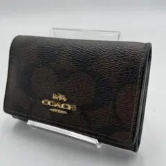 美品 COACH キーケース レザー ブラウン シグネチャー
