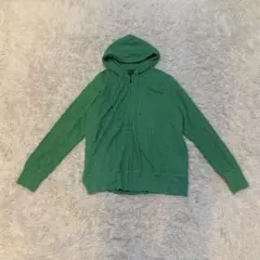 ユニクロ　グリーンZIPパーカー XL フード付 羽織り◎ 男女兼用