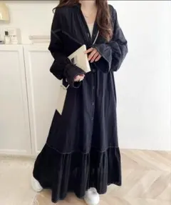 前開きワンピース 長袖