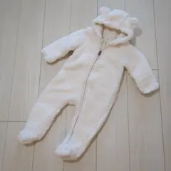 H&M クマ耳　ボア　ロンパース　ホワイト　カバーオール