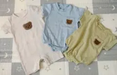 クマパッチ付きロンパース3点セット
