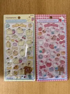 ポムポムプリン・ハローキティ ボンボンドロップシール 2枚セット